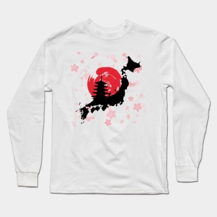 Funny Japan culture lover japanese map traveling lover Long Sleeve T-Shirt